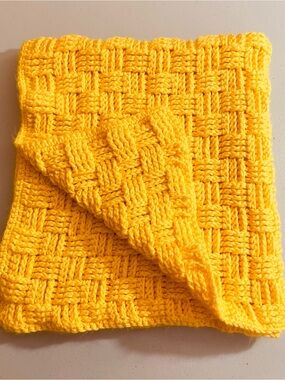 Handmade crochet throw blanket yellow 31x32inches